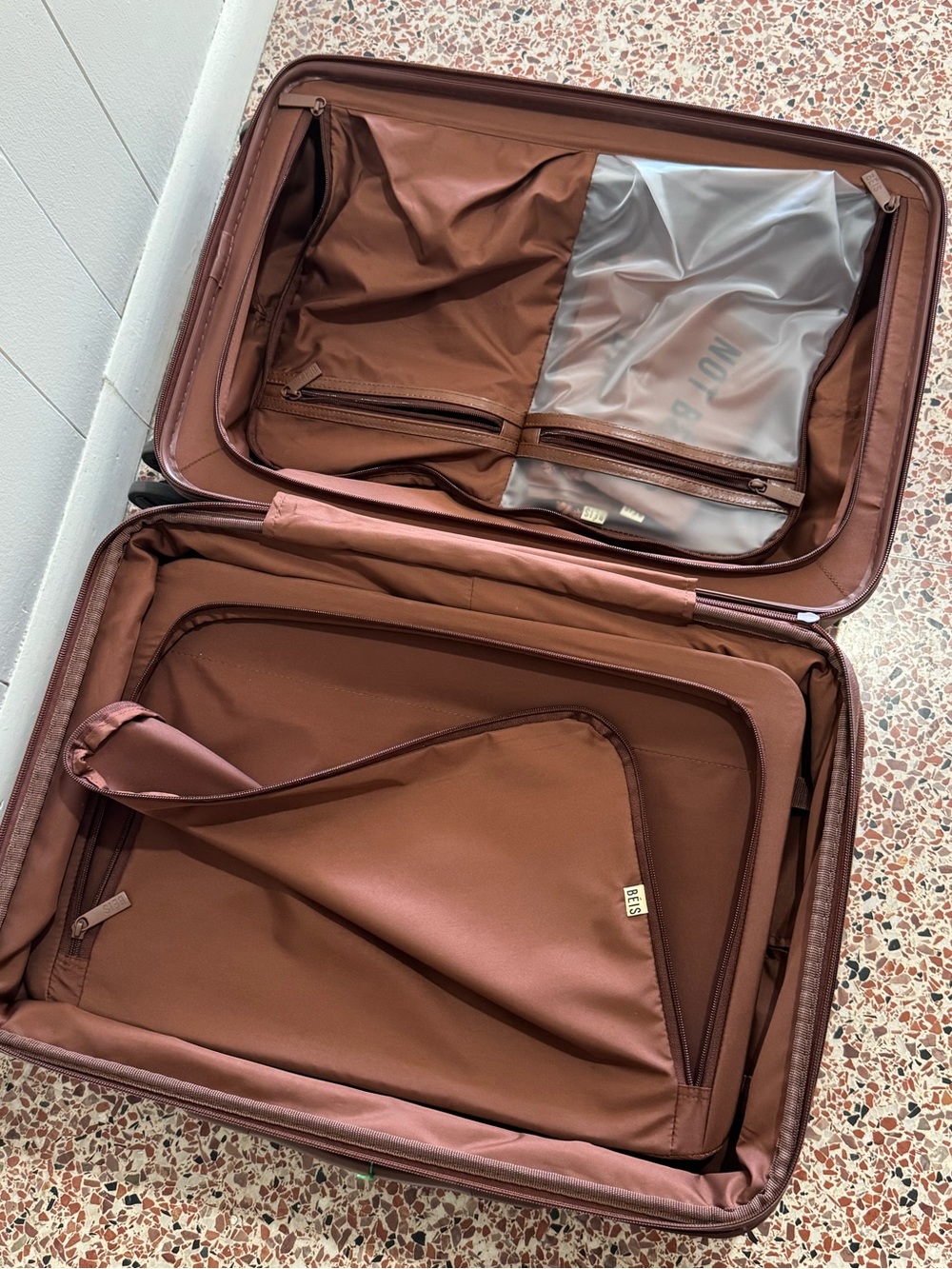 BEIS Compact Carry-On Spinner in Chocolate Brown - Picture 8 of 12